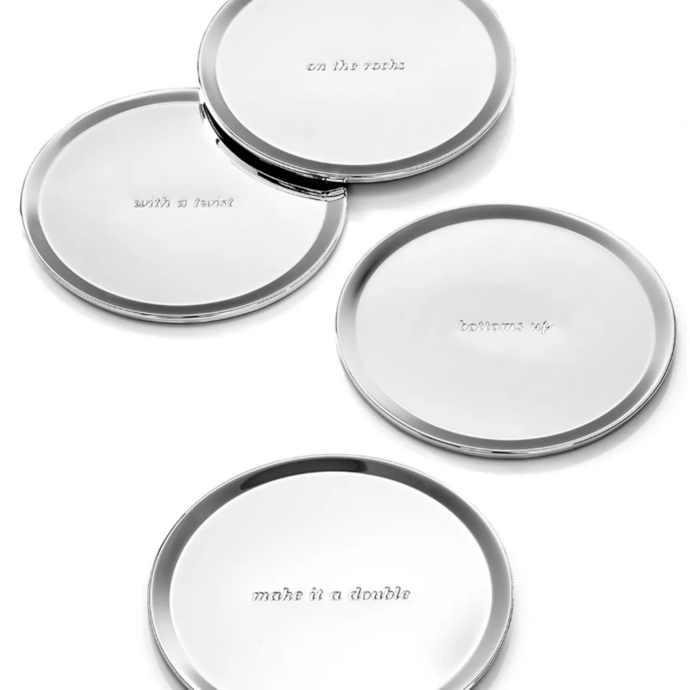 KATE SPADE x LENOX On The Rocks Silver Coaster Set of Four